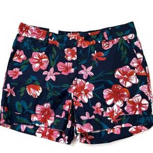 NWT Joe Fresh Navy 100% Cotton Shorts with Tropical Floral Print